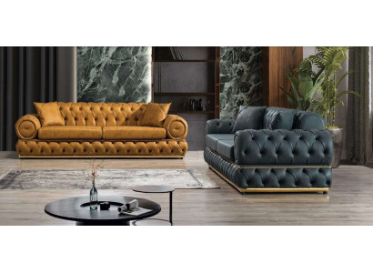 Garnituur Luxe Chesterfield Bankstel 3+3 zits Bank Fauteuil Banken Leer 2-delig