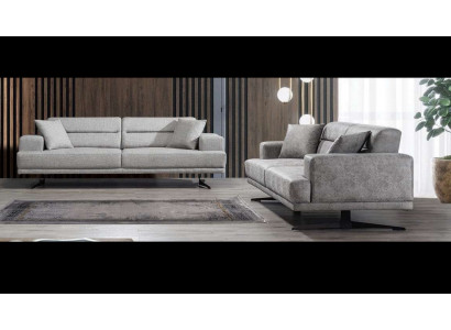 Sofa set 3+3 seater set Bank Banken Leer Bekleding Ontwerp Zitmodern