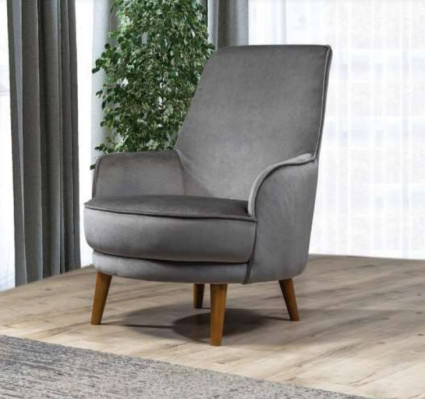 Zetel Stoel Modern Design Woonkamer Bekleed Eenzitter Relax Grijs Stijl Luxe