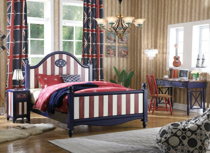 Amerikaans Bed Kinderkamer Bedden Slaapkamer Hout echt hout Meubels Blauw Ontwerp