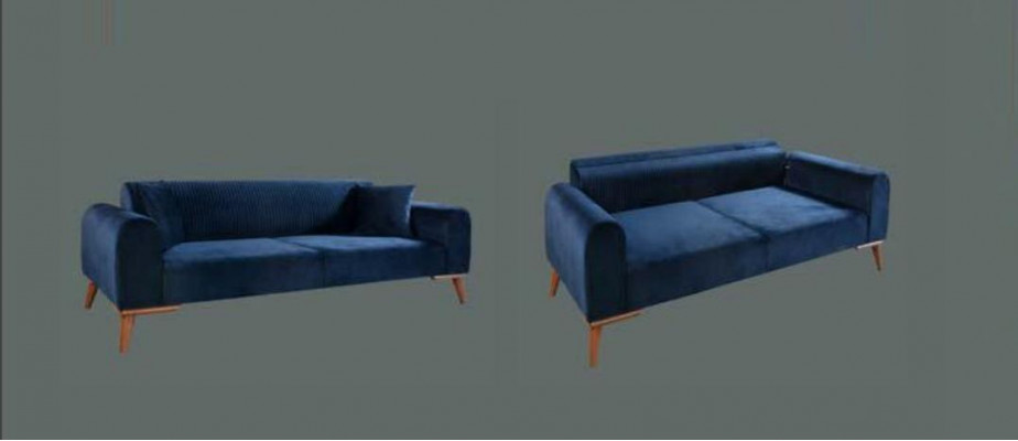 Bankstel 3+3+1 zits Bank fauteuil Koninklijk Blauwe bank Fluweel 3-delig