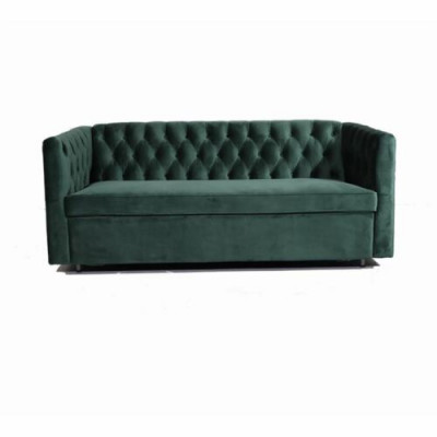 Amerikaanse stijl Chesterfield bank bank lederen bekleding driezits groen.