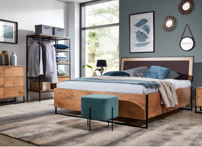 5-delige complete set Houten Slaapkamer Loft Stijl Ontwerp Bed Ladenkast Kast