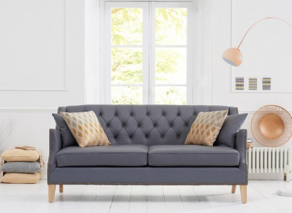 Bank Grijze Chesterfield Kantoor Sofa Ontvangst Banken Leder Textiel Nieuw jvmoebel ®