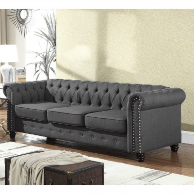 Chesterfield Sofa Bank Bekleding Stof Leder Banken Bekleding Suite 3 Zitplaatsen