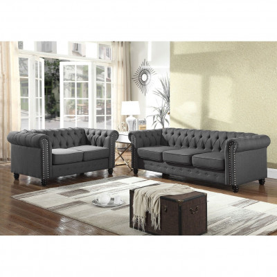 Chesterfield Sofa Bank Bekleding Stof Leder Banken Bekleding Suite 3 Zitplaatsen