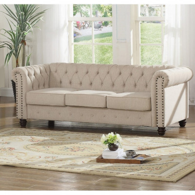 Chesterfield Sofa Bank Bekleding Stof Leder Banken Bekleding Suite 3 Zitplaatsen