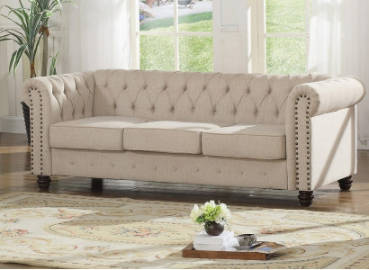 Chesterfield Sofa Bank Bekleding Stof Leder Banken Bekleding Suite 3 Zitplaatsen