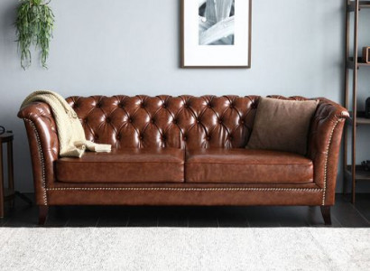 Chesterfield Leren Gestoffeerd Design Bank Luxe Sofa Klassieke Bank 2-Zits Nieuw