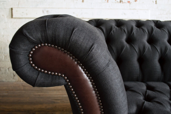 Chesterfield Originele Bank JVMoebel Bank Textiel Banken Sofa's Stof Zwart Nieuw