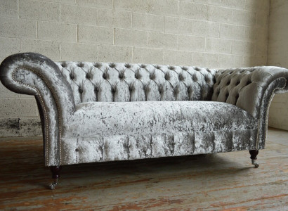 Chesterfield 2-zits bank gestoffeerde sofa design banken zit fluweel textiel nieuw