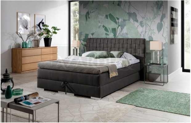 Bett Design Luxus Hotelbedden 200x200 cm Boxspringbed Textiel Grijs 200x200 cm nieuw