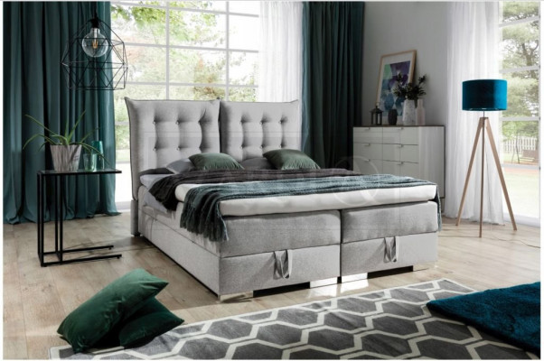 Boxspringbed Klassiek Ontwerp Stoffering Engelse Bedden Tweepersoonsbed Beige Bed