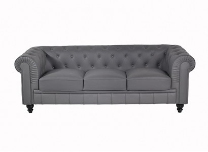 Bank Grijs Chesterfield Kantoor Sofa Ontvangstruimte Banken Leder Textiel Nieuw jvmoebel ®