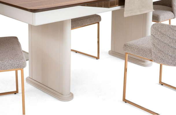 Eetgroep Eetkamer Eethoek Eettafel Stoelen Dressoir Hout Beige 8-delig