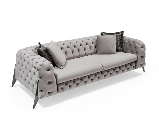 Witte Chesterfield gestoffeerde set bankstel 4-zits fauteuil 2-delig