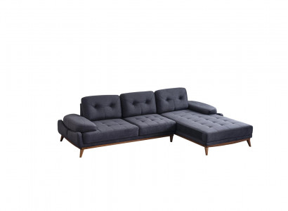 Blauwe woonkamer hoekbank L-vorm bank stijlvol sofa designer zitmeubelen