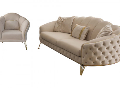 Woonkamer Compleet 3-delig Modern Drietzitsbank Sofa Luxe 2x Fauteuil