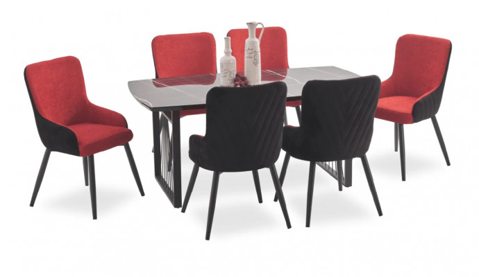 Eettafel + 6x Stoelen Eetgroep Eetkamerset Zitsamenstelling Zithoek Nieuw