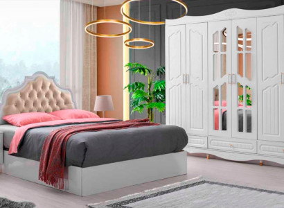 Slaapkamer-set 4-delig klassiek bed nachtkastjes kledingkast rechthoekig modern