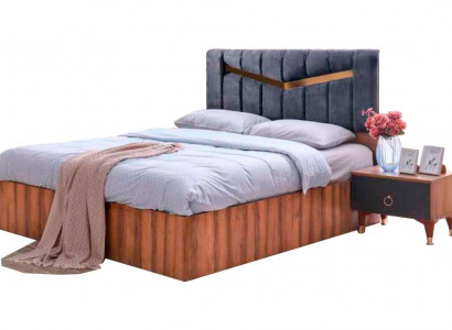 Bed Rechthoekig Grijs Bruin Tweekleurig Modern Design Slaapkamer Tweepersoonsbed