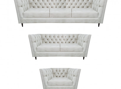 Ontwerp Compleet Wit Meubel Woonkamer Set 3-delig Luxe Gestoffeerde Meubels Chesterfield