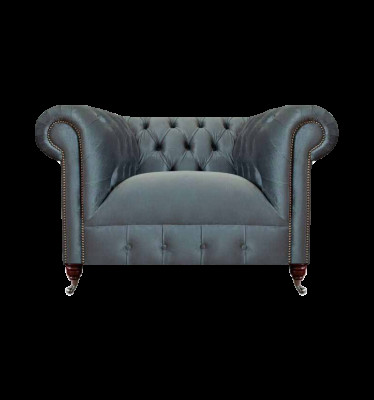 Chesterfield grijze stoffen fauteuil woonkamer textiel eenzitter elegante stoel