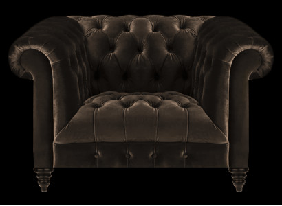 Bruine Chesterfield fauteuil moderne textiel woonkamer eenzitter.