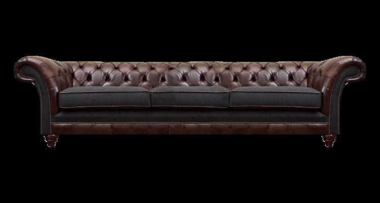 Braun-grijze Chesterfield driezits woonkamer bankstellen luxe bank