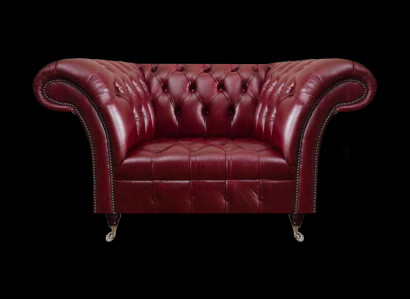 Chesterfield rode woonkamer fauteuil designer leren eenzitter 1-zitter