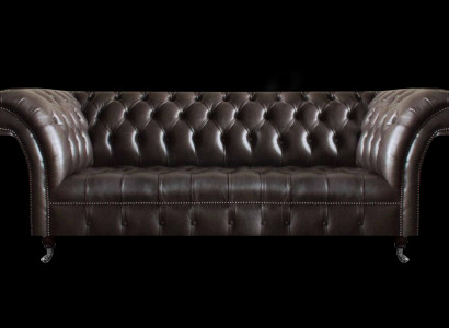 Chesterfield Leren Meubels Luxueuze Driezitsbank Woonkamer Elegante Banken