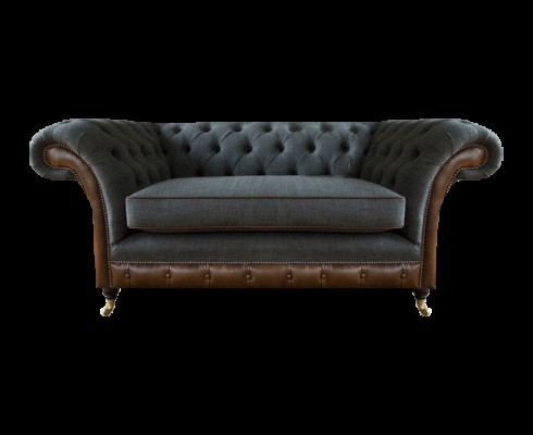 Bruin-grijze Chesterfield fauteuil woonkamer zitstoel textiel meubelen