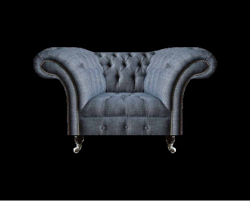 Moderne Chesterfield fauteuil grijze woonkamer textielzetel 1-zitter