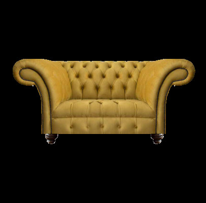 Moderne Chesterfield Gele Textielbank Exclusieve Woonkamer Tweezitter