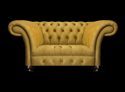 Moderne Chesterfield Gele Textielbank Exclusieve Woonkamer Tweezitter