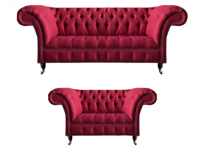 Rosa Chesterfield 3-zits stijlvol tweezits woonkamer textiel set