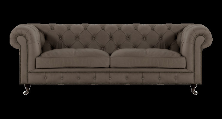 Bekleding Chesterfield tweezitsbank bankstel textiel grijs woonkamer.