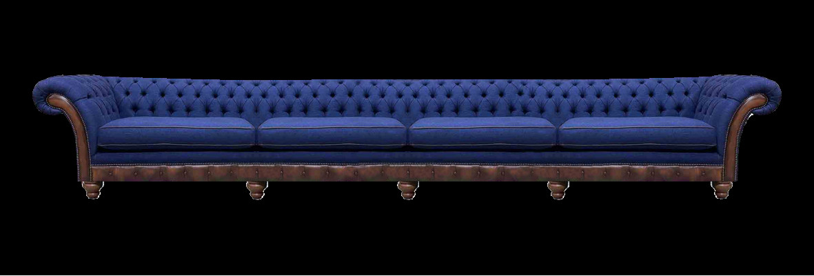 Blauwe Chesterfield Woonkamer Vierzitter Sofa Exclusieve Zitmeubelen