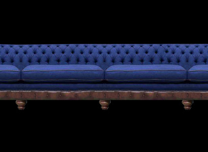 Blauwe Chesterfield Woonkamer Vierzitter Sofa Exclusieve Zitmeubelen