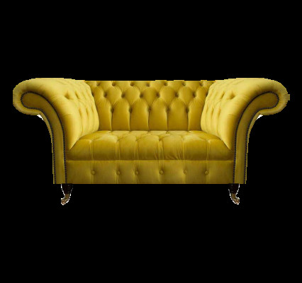 Moderne Chesterfield zitmeubelen Gele tweezits designer stoffen bank