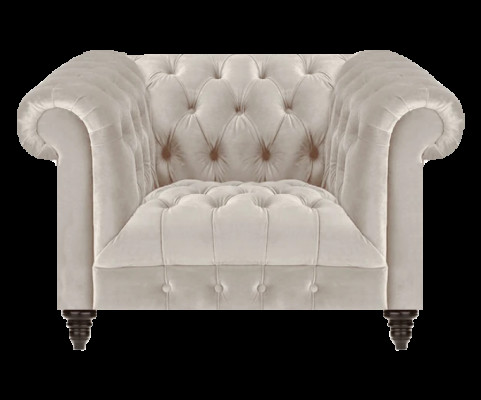 Witte Chesterfield gestoffeerde fauteuil Designer stoffen fauteuil Textiel zitmeubel