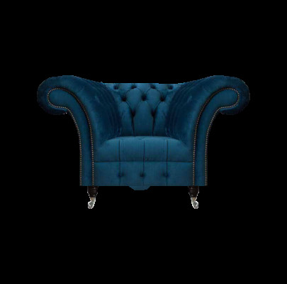 Moderne blauwe Chesterfield fauteuil designer zitmeubel woonkamer stoel