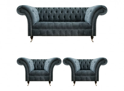 Stijlvolle Chesterfield bankstel designer gestoffeerde sofa's 2x fauteuils