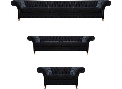 Zwarte Chesterfield-banken Designer Woonkamer Bekledingsbanken Fauteuils