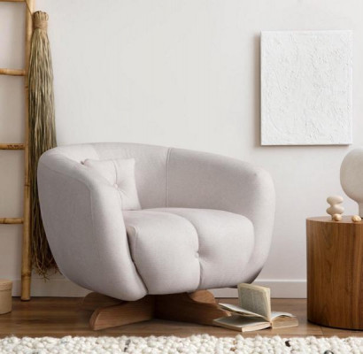 Witte luxe fauteuil designer woonkamer eenzitter textiel edele 1-zitter