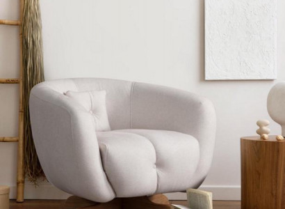 Witte luxe fauteuil designer woonkamer eenzitter textiel edele 1-zitter