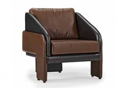 Bruin-Grijze Clubsstoel Luxe Loungestoel Relax Fauteuil Eenzitter Stoel