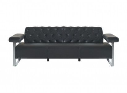 Chesterfield Design 3-zitsbank Zwart Effen Modern Design Stijl