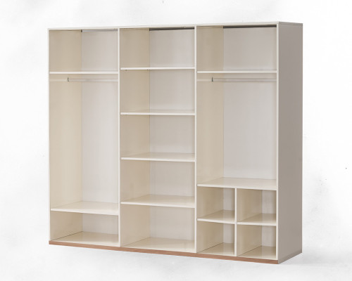 Beige slaapkamer kledingkast designer garderobe edele houten kasten