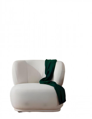 Witte loungefauteuil woonkamer 1-zitter textiel eenzits designmeubel.